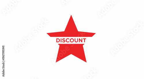 Red star discount symbol logo icon.