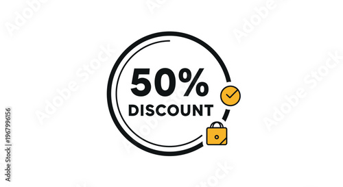 Discount badge with 50 percent off.