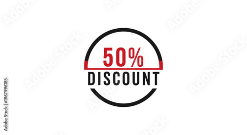 Discount label with 50 percent off.