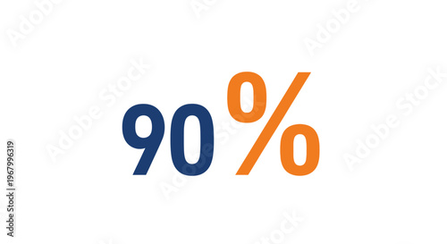 Ninety percent statistic graphic design element.