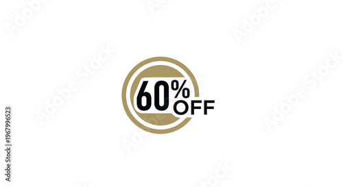 Discount label with sixty percent off.
