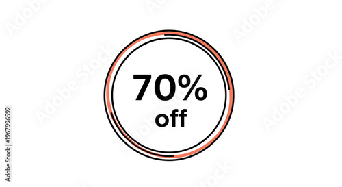 Discount label with seventy percent off.