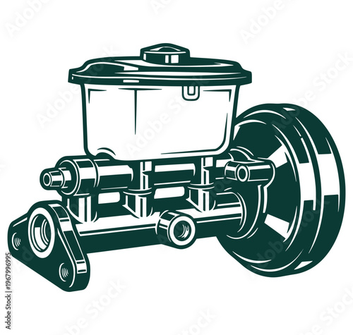 Brake master cylinder assembly with wheel and reservoir tank