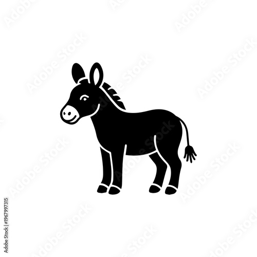 Donkey Silhouette Standing with Ears Up.