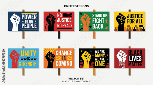 Protest Signs and Activism Illustration Set