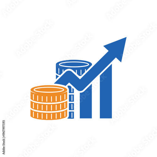 Financial Growth Illustrated with Coins and Graph.