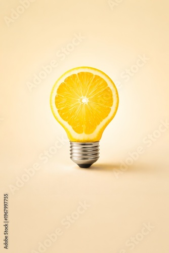 Creative Light Bulb Made From Orange Slice Concept Idea