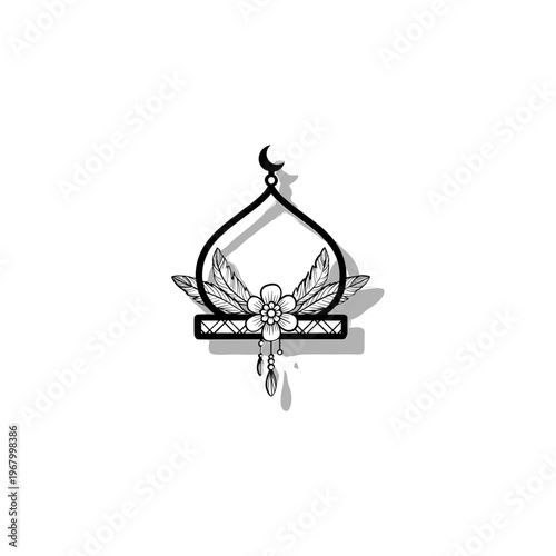 Islamic Dreamcatcher Symbol with Crescent Moon.