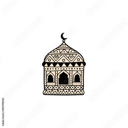 Islamic Mosque Dome Silhouette Design Element.