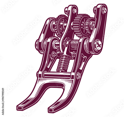 Mechanical device with gears and springs industrial component