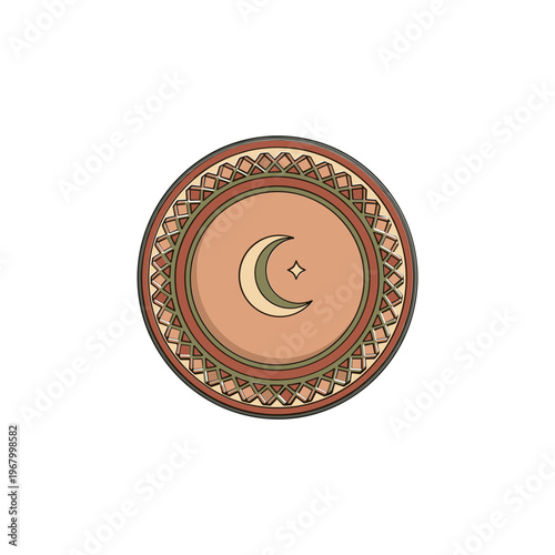 Islamic Symbol Crescent Moon Diamond Design.