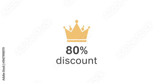 Golden crown icon with discount offer.