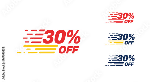 Discount offer labels with percentage off.