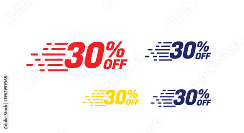 Discount percentage off sale labels.