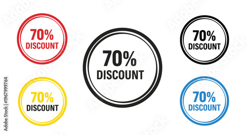 Discount labels with percentage off.