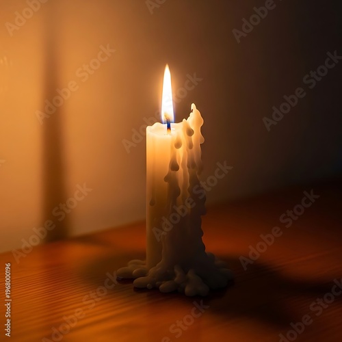 Cahaya lilin yang meleleh dengan tetesan lilin yang artistik di suasana gelap 