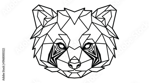 Minimalist Geometric Red Panda Head | Modern Red Panda Face Polygon Logo Isolated Transparent PNG