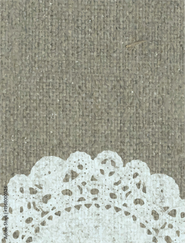 White Lace Doily on Rustic Textured Background