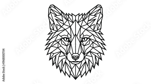 Minimalist Geometric Fox Head Portrait | Modern Fox Face Polygon Logo Symbol Isolated Transparent PNG