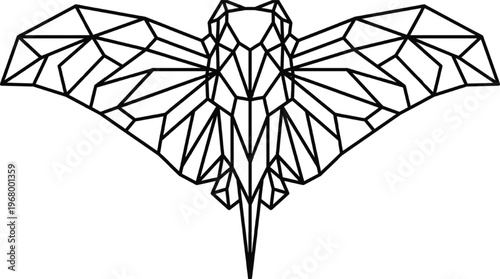 Minimalist Geometric Bat Vector Wings Spread | Modern Polygon Bat Icon Isolated Transparent PNG