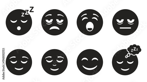 Sleep Emoji Vector Icons for Rest and Relaxation Design