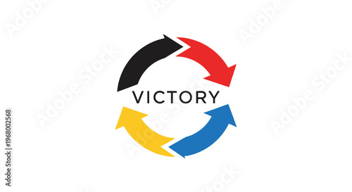 Victory logo with colorful arrows.