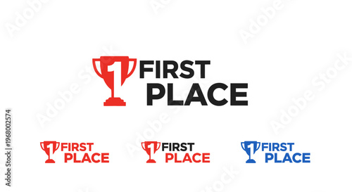 First place trophy award logos and icons.