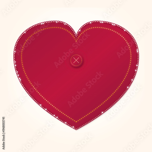 Red lace heart doily with gold embroidery and intricate floral textile ornament