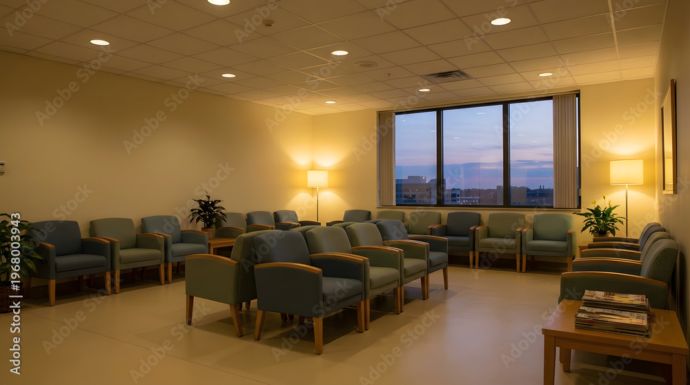 Fototapeta premium Waiting room with green chairs.