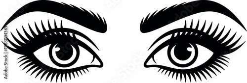 Eyes vector silhouette set representing vision, observation, and human expression in clean black illustration design