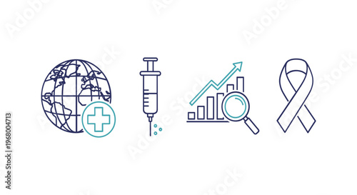 Medical Icons Representing Health and Research.