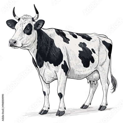 Black and White Cow Illustration