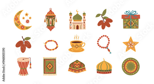 Ramadan Icons and Symbols Collection.