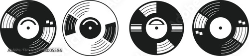 Vinyl record collection a vector graphic of classic music discs for audiophiles