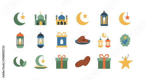 Ramadan Kareem Islamic Icons and Symbols.