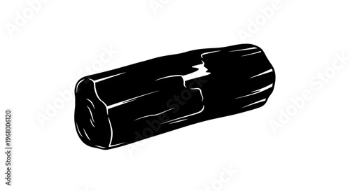 Black cigar with white lines on a plain background illustrating a smoking concept