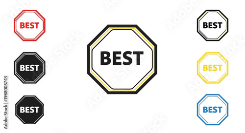 Collection of colorful best badges.