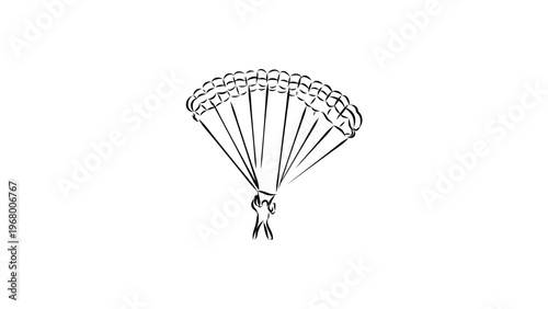 A minimalist vector graphic illustration of a parachute in black lines