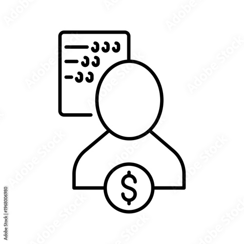 Accountant person icon. Business and accounting line symbol. Black and white.