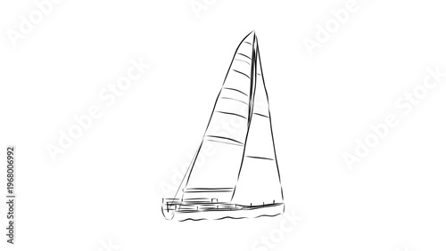 A minimalist vector graphic illustration of a sailboat on calm waters