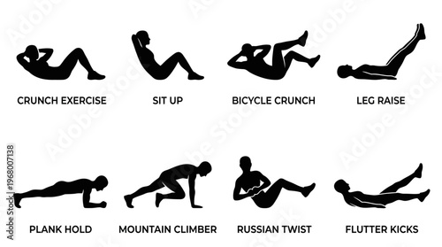 Bodyweight Exercise Vector Icons for Fitness and Training