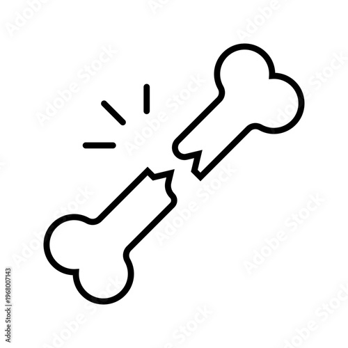 Bone fracture icon. Healthcare and traumatology line symbol. Black and white.