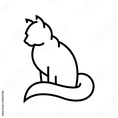 Black cat icon. Animals and cat line symbol. Black and white.