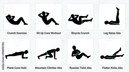 Bodyweight Exercise Vector Icons for Fitness and Training