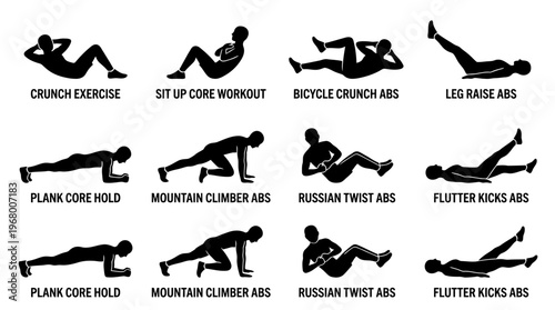 Bodyweight Exercise Vector Icons for Fitness and Training