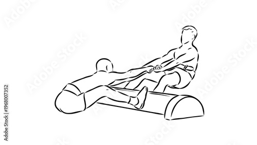 A fit man performing an intense workout on an exercise roller