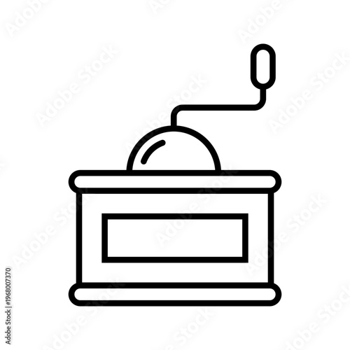 Coffee grinder icon. Food and coffee line symbol. Black and white.