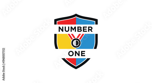 Number one shield logo graphic design.