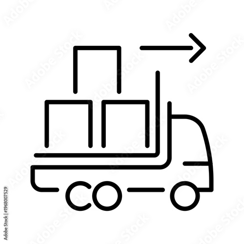 Delivery truck icon. Business and logistics line symbol. Black and white.