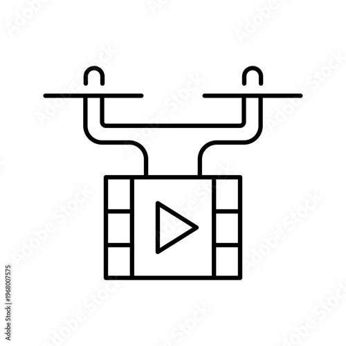 Drone video icon. Technology and aerial photography line symbol. Black and white.